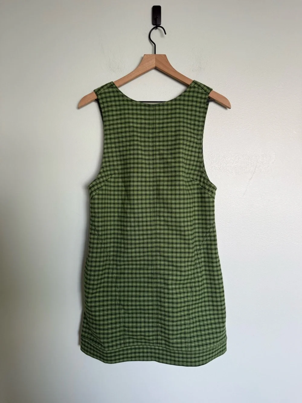 Free People Green Plaid Kai Menswear Mini  Jumper Dress